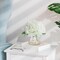 Fake Flowers in Vase for Table: White Artificial Peony with Glass Vase LED Light for Centerpieces Decor - Small Faux Arrangements Desk Vanity Bathroom Office Decoration